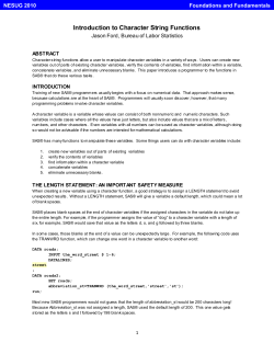 Introduction to Character String Functions