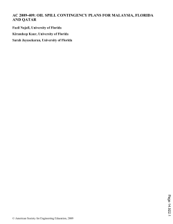 Oil Spill Contingency Plans For Malaysia, Florida