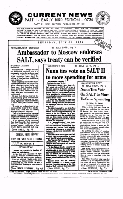 Ambassador to Moscow endorses SALT, says treaty can be verified