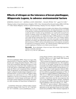 Effects of nitrogen on the tolerance of brown planthopper