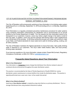 CITY OF PLANTATION WATER SYSTEM CHLORINATION