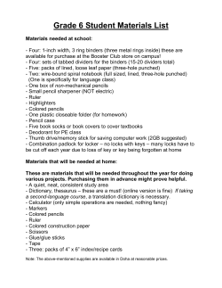 Grade 6 Student Materials List
