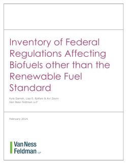 Inventory of Federal Regulations Affecting Biofuels other than the