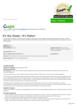It`s Not Waste&mdash;It`s Matter!
