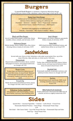 Name Your Own Burger Black and Blue Burger Hideaway Burger