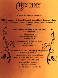 2015 Buffet Banqueting Menu