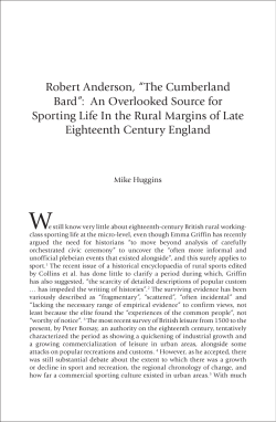 Robert Anderson, &ldquo;The Cumberland Bard&rdquo;: An Overlooked