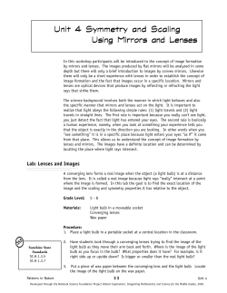 Unit 4 Symmetry and Scaling Using Mirrors and Lenses