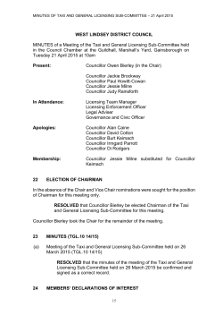 Taxi and General Licensing Committee Minutes