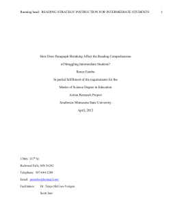 Running head: READING STRATEGY INSTRUCTION