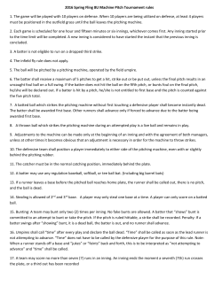 2016 Spring Fling 8U Machine Pitch Tournament rules 1. The game