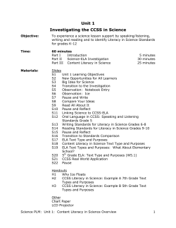 Unit 1 Investigating the CCSS in Science