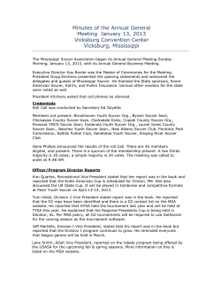 Minutes of the Annual General Meeting January 13, 2013 Vicksburg