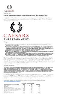 Caesars Entertainment Reports Financial Results for the Third