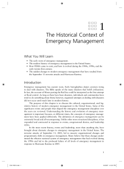 The Historical Context of Emergency Management