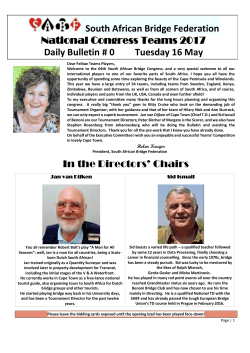 In the Directors` Chairs South African Bridge Federation National
