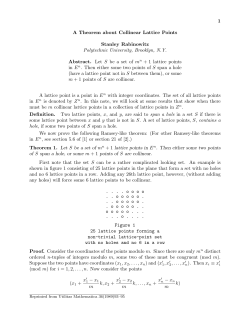 1 A Theorem about Collinear Lattice Points Stanley
