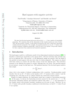 Hard squares with negative activity