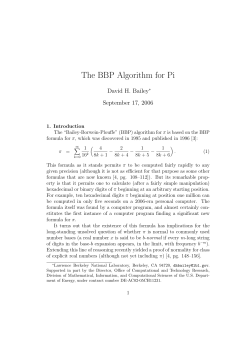 The BBP Algorithm for Pi