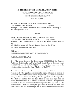 IN THE HIGH COURT OF DELHI AT NEW DELHI SUBJECT : CODE