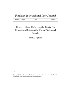 Kear v. Hilton: Enforcing the Treaty On Extradition
