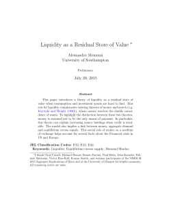 Liquidity as a Residual Store of Value - Economic Research