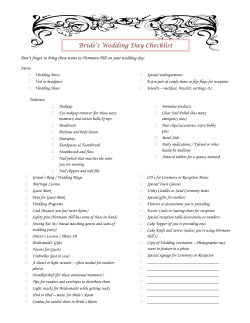 Bride`s Wedding Day Checklist