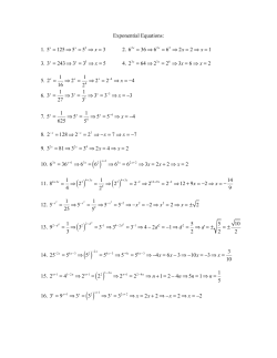 Exponential Equation AnsKey