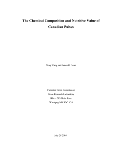 The Chemical Composition and Nutritive Value of