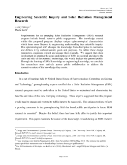Engineering Scientific Inquiry and Solar Radiation Management