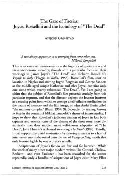 The Gaze of Tiresias: Joyce, Rossellini and the Iconology of "The
