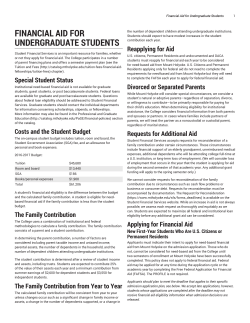 Financial Aid for Undergraduate Students