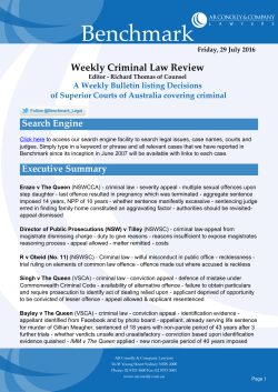 Benchmark Publication - Weekly Criminal Law Review