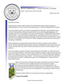 February 24, 2016 Dear Maire Families, Welcome back to school