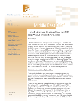 Turkish-American Relations Since the 2003 Iraqi War: A Troubled