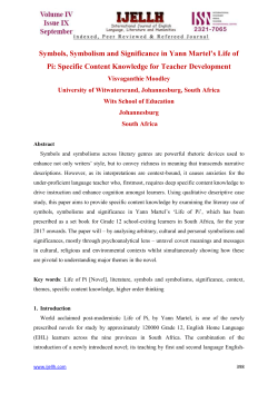 Symbols, Symbolism and Significance in Yann Martel`s Life of Pi