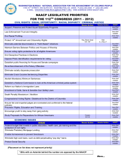 112 th Legislative Priorities