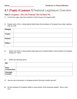 4.1 (Topic 4 Lesson 1) National Legislature Overview