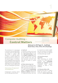 Computer Auditing &ndash; Control Matters