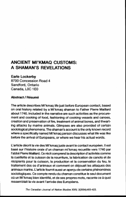 ancient mi`kmaq customs: a shaman`s revelations