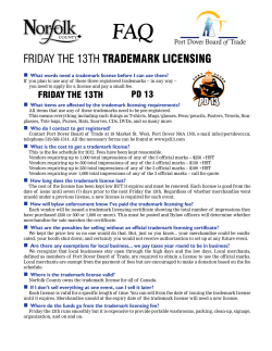 FRIDAY THE 13TH TRADEMARK LICENSING