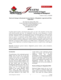 Backward Linkages in Readymade Garment Industry of Bangladesh