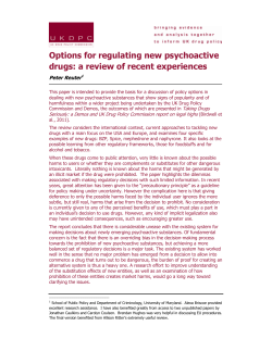 Options for regulating new psychoactive drugs