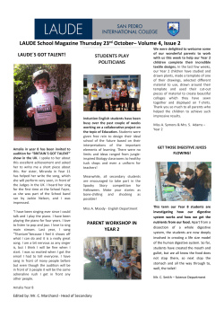 LAUDE School Magazine Thursday 23rd October&ndash; Volume 4, Issue 2
