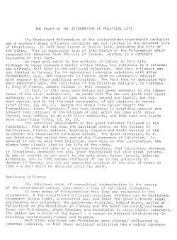 The Power of the Reformation in Political Life