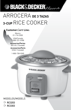 3-cup rice cooker - Applica Use and Care Manuals