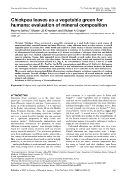 Chickpea leaves as a vegetable green for humans: evaluation of