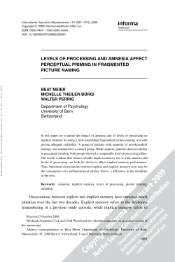 levels of processing and amnesia affect perceptual