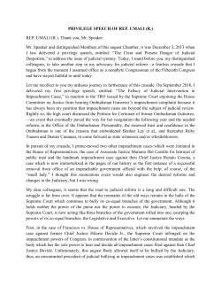 PRIVILEGE SPEECH OF REP. UMALI (R.)