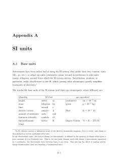 Notes on SI units, and physical/astronomical constants